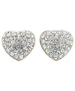 9ct Gold Glitter Heart Stud Earrings