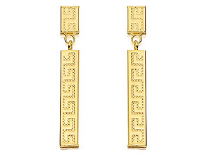 9ct Gold Greek Key Dropper Earrings - 071763
