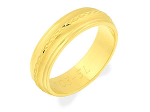 9ct gold Grooved Brides Wedding Ring 184296-O