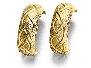9ct Gold Half Hoop Celtic Earrings - 072576