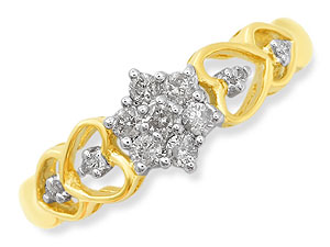 9ct gold Heart and Diamond Cluster Ring 046051-L