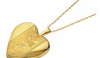 9ct Gold Heart Butterfly Locket And Chain - 187208