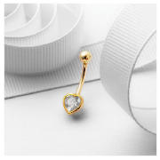9ct Gold Heart Cubic Zirconia Belly Bar