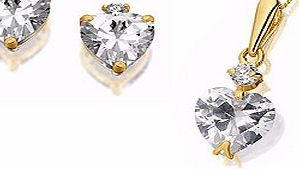 9ct Gold Heart Cubic Zirconia Pendant And