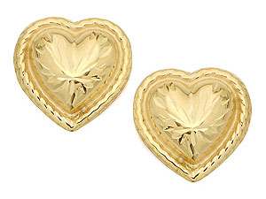 9ct Gold Heart Earrings 11mm - 070173
