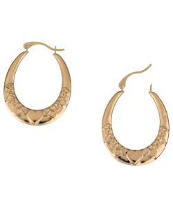 9ct gold Hearts of Gold; Oval Creole Earrings
