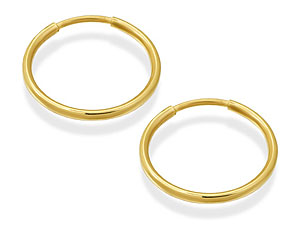 9ct Gold Hoop Earrings 14mm - 072457