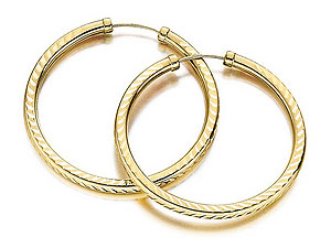 9ct Gold Hoop Earrings 30mm - 072011