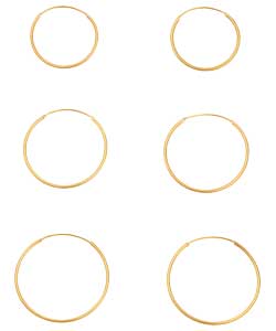 9ct Gold Hoops - Set of 3