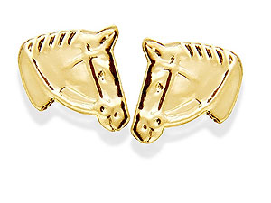 9ct Gold Horse Head Earrings 10mm - 070660