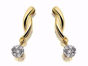 9ct gold Invisible Set Diamond Drop Stud Earrings 049661