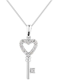 9ct Gold Key Pendant with Cubic Zirconia Detailing