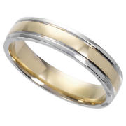 9ct Gold Ladies 4mm Two Tone Court Wedding Ring, J