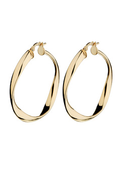 9ct Gold Large Ribbon Hoop Earrings
