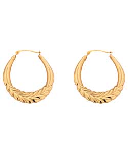 9ct Gold Laurel Creole Earrings