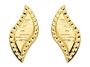9ct Gold Leaf Earrings 11mm - 070103