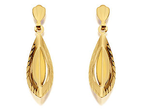 9ct Gold Marquise Drop Earrings 24mm - 071616