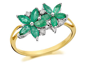 Marquise Emerald And Diamond Flowers