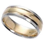 9ct Gold Mens 6mm Two Tone Court Wedding Ring, R