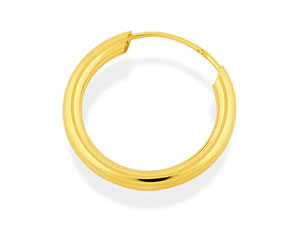 9ct Gold Mens Tube Hoop Single Earring 18mm -