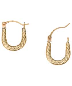 9ct Gold Mini Ridge Creole Earrings
