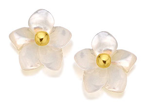 Mother Of Pearl Flower Earrings 8mm -