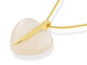 9ct Gold Mother Of Pearl Heart Pendant And Chain