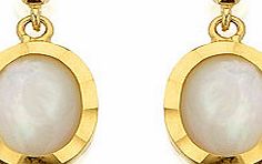 9ct Gold Mother Of Pearl Oval Drop Earrings