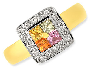 9ct gold Multi Colour Sapphire and Diamond Ring 046404-O