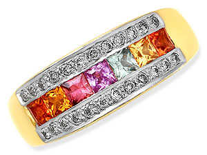 9ct gold Multi-Colour Sapphire Ring 048133-N