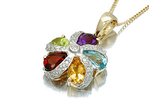 9ct gold Multi Stone Pendant 045655