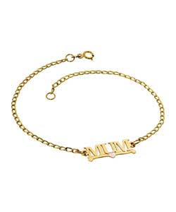 9ct Gold Mum Heart Charm Anklet