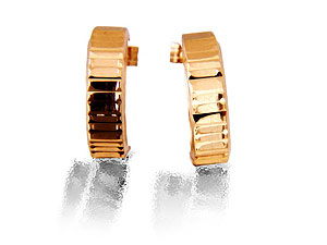 9ct Gold Octagonal Half Hoop Earrings - 072612