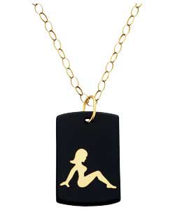 9ct Gold Onyx Silhouette Dog Tag Pendant