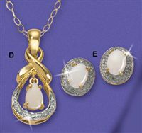 9ct gold Opal And Pave Set Diamond Pendant