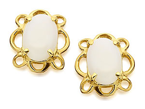 9ct Gold Opal Earrings 10mm - 070509