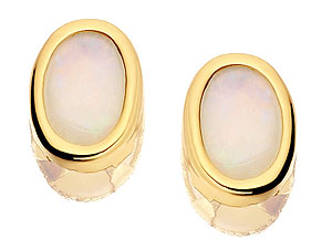 9ct Gold Opal Earrings 6mm - 070454