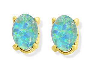 9ct Gold Opal Triplet Earrings 5mm - 070422
