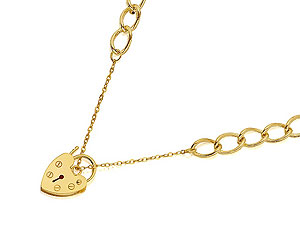 9ct gold Open Curb Link Bracelet With Padlock