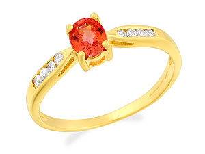 9ct gold Orange Sapphire and Diamond Ring 048381-K