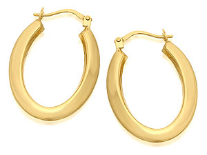 9ct Gold Oval Creole Earrings 25mm - 074164