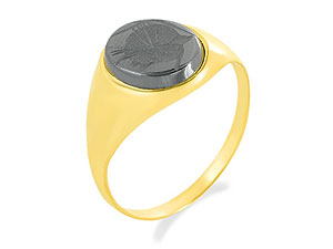 9ct Gold Oval Haematite Intaglio Signet Ring -