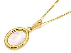 9ct Gold Oval Mother Of Pearl Pendant And Chain