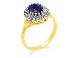 9ct gold Oval Sapphire and Diamond Cluster Ring 049276-J