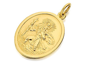 9ct Gold Oval St. Christopher Medallion 19mm -