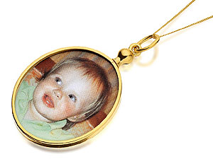 9ct Gold Picture Frame Pendant And Curb Chain -