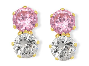 9ct Gold Pink And White Cubic Zirconia Earrings