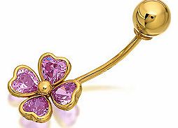 9ct Gold Pink Cubic Zirconia Four Leaf Clover