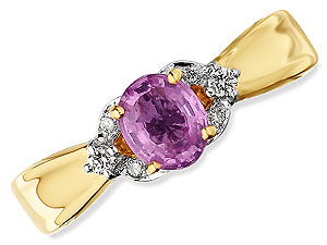 9ct gold Pink Sapphire and Diamond Ring 048304-M