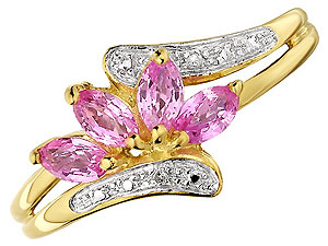 9ct gold Pink Sapphire and Diamond Ring 048488-K